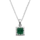 Tiara Sterling Silver Lab-created Emerald Square Pendant, Women's, Size: 18, Green
