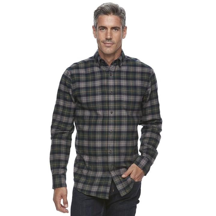 Men's Croft & Barrow&reg; True Comfort Plaid Classic-fit Flannel Button-down Shirt, Size: Xl, Dark Green