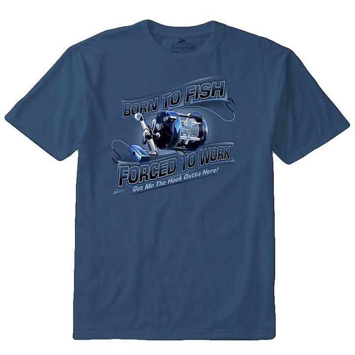 Big & Tall Newport Blue Born To Fish Forced To Work Tee, Men's, Size: 4xb, Med Blue