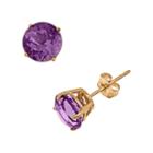 14k Gold African Amethyst Stud Earrings, Women's, Purple