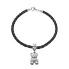 Logoart Sterling Silver & Leather Kappa Delta Sorority Teddy Bear Bracelet, Women's, Size: 7.5, Grey