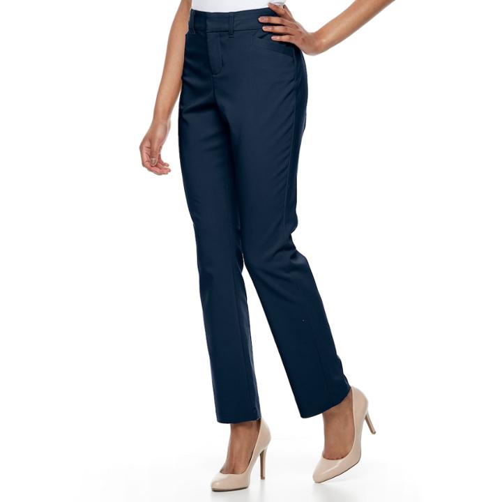 Women's Gloria Vanderbilt Haven Microtech Straight-leg Dress Pants, Size: 16 Short, Blue