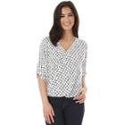 Juniors' Iz Byer California High-low Roll-tab Wrap Top, Teens, Size: Small, White Grid