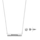 Breathe Bar Necklace & Simulated Crystal Stud Earring Set, Women's, Silver
