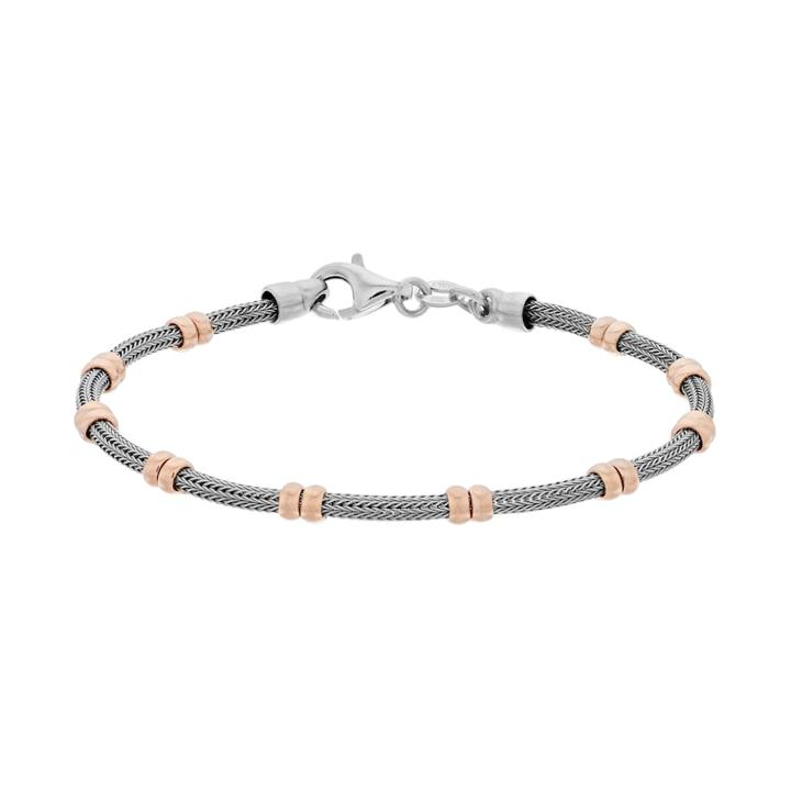 Two Tone Sterling Silver Mesh Bracelet, Women's, Size: 7.5, Grey