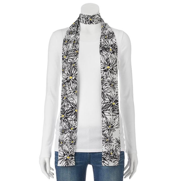 Reed Sunflower Skinny Scarf, Women's, Black