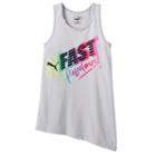 Girls 7-16 Puma Asymmetrical Hem Glitter Graphic Tank Top, Girl's, Size: Large, Grey Other
