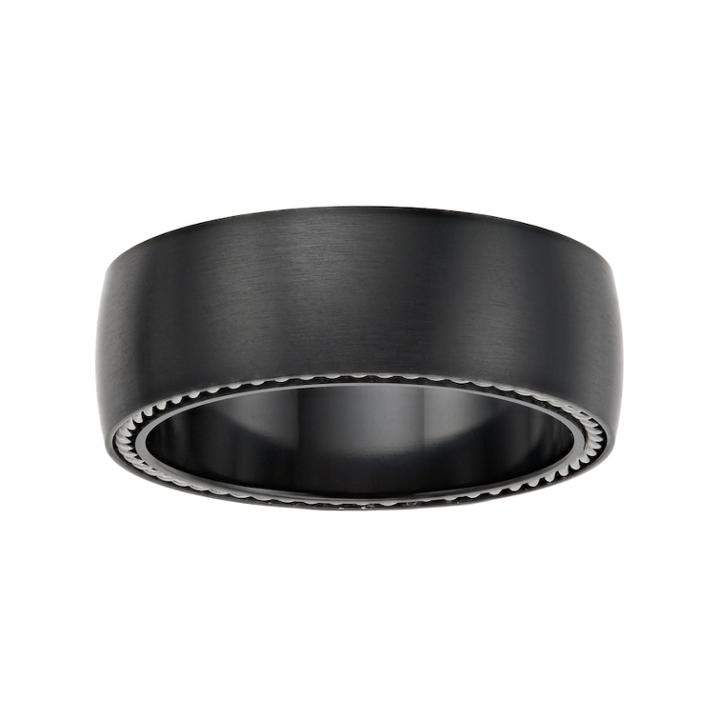 Men's Polished Black Zirconium Band, Size: 8