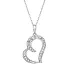Sterling Silver 1/8 Carat T.w. Diamond Heart Pendant, Women's, Size: 18, White