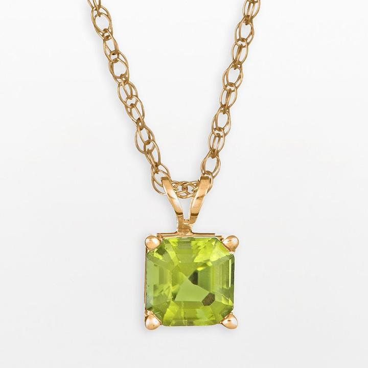 14k Gold Peridot Pendant, Women's, Size: 18, Green