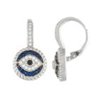 Sterling Silver Lab-created Blue & Black Spinel & Cubic Zirconia Evil Eye Drop Earrings, Women's