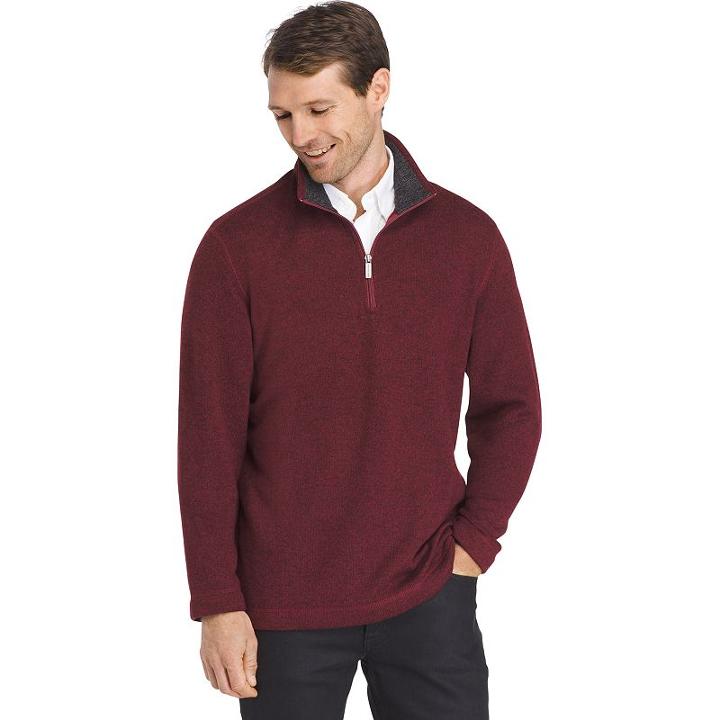 Men's Van Heusen Classic-fit Sweater Fleece Quarter-zip Pullover, Size: Xl, Drk Purple