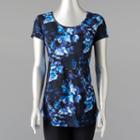 Women's Simply Vera Vera Wang Printed Scoopneck Tee, Size: Medium, Blue (navy)