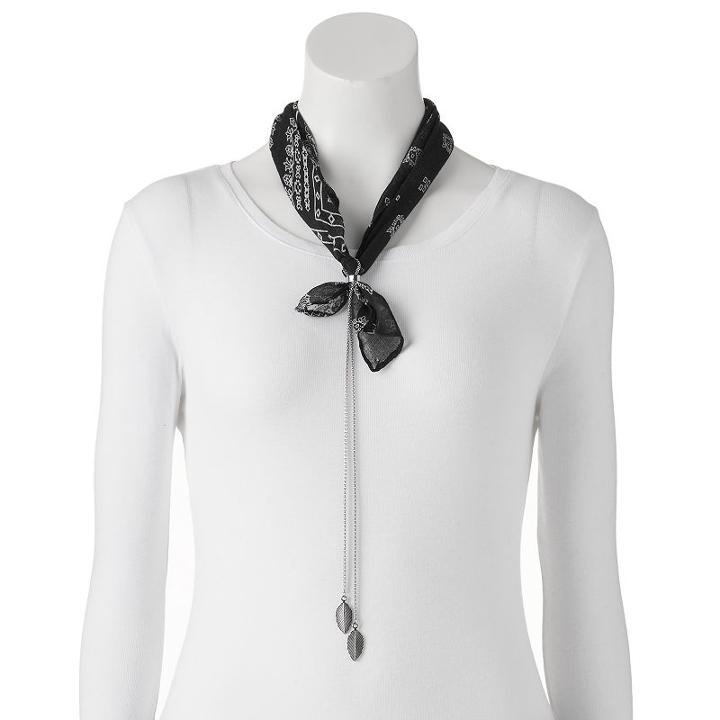 Mudd&reg; Paisley Bandana Necklace Scarf, Women's, Black