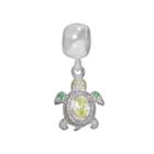 Individuality Beads Sterling Silver Light Green Cubic Zirconia And Crystal Turtle Charm, Women's, White