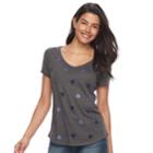 Petite Sonoma Goods For Life&trade; Essential Print V-neck Tee, Women's, Size: L Petite, Med Blue