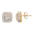 White Topaz & Diamond Accent 14k Gold Over Sterling Silver Square Halo Stud Earrings, Women's