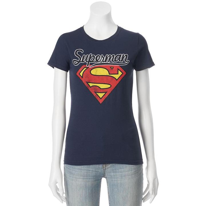 Juniors' Dc Comics Superman Large Logo Graphic Tee, Girl's, Size: Xl, Blue (navy)