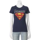 Juniors' Dc Comics Superman Large Logo Graphic Tee, Girl's, Size: Xl, Blue (navy)
