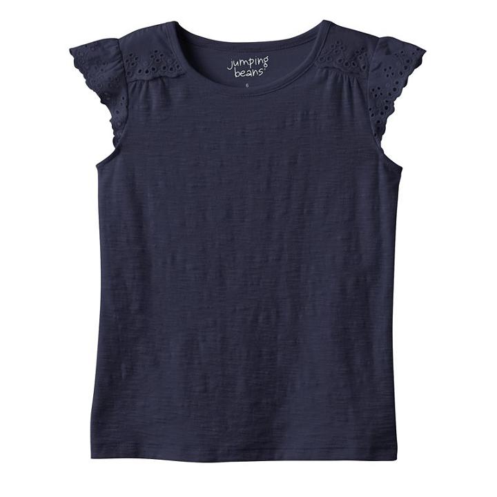 Girls 4-10 Jumping Beans&reg; Eyelet Flutter Tee, Girl's, Size: 7, Blue