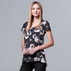 Women's Simply Vera Vera Wang Print High-low Tee, Size: Medium, Oxford