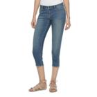 Petite Jennifer Lopez Raw-edge Capri Jeans, Women's, Size: 12 Petite, Dark Blue