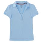 Girls 4-16 French Toast School Uniform Lace Trim Polo, Size: 4-5, Blue
