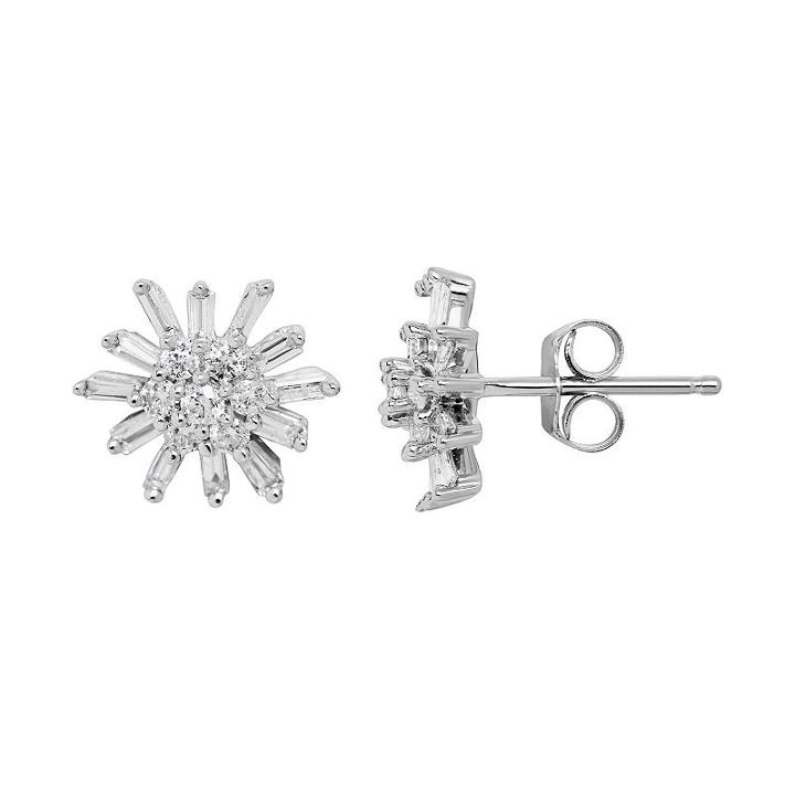 10k White Gold 1/2 Carat T.w. Diamond Starburst Stud Earrings, Women's