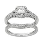 Igl Certified Diamond Square Halo Engagement Ring Set In 14k White Gold (1 Carat T.w.), Women's, Size: 7.50