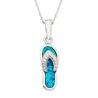Lab-created Blue Opal Sterling Silver Flip-flop Pendant Necklace, Women's, Size: 18