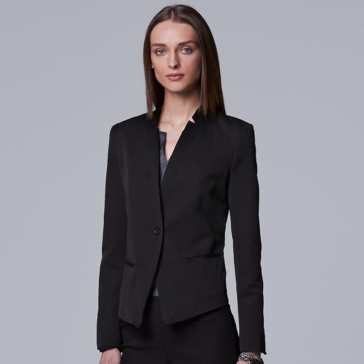 Women's Simply Vera Vera Wang Cropped Blazer, Size: Large, Black