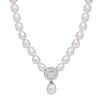 Freshwater By Honora Sterling Silver Freshwater Cultured Pearl & Crystal Necklace, Women's, White