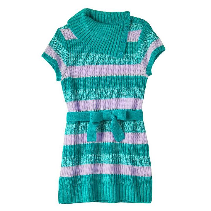 Girls Plus Size It's Our Time Splitneck Striped Sweater Tunic, Girl's, Size: M Plus, Green Oth