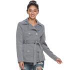 Juniors' J-2 Belted Double Breasted Coat, Teens, Size: Medium, Light Grey