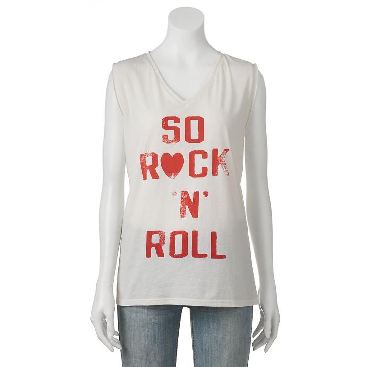 Juniors' Wknd So Rock N' Roll Muscle Graphic Tank, Girl's, Size: Xs, White Oth