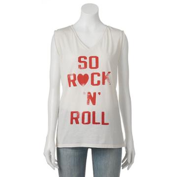 Juniors' Wknd So Rock N' Roll Muscle Graphic Tank, Girl's, Size: Xs, White Oth
