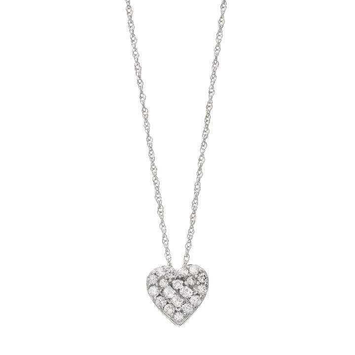 10k White Gold 1/4 Carat T.w. Diamond Heart Pendant Necklace, Women's, Size: 18