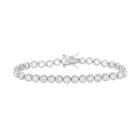 Cubic Zirconia Sterling Silver Miligrain Tennis Bracelet, Women's, Size: 7.25, White