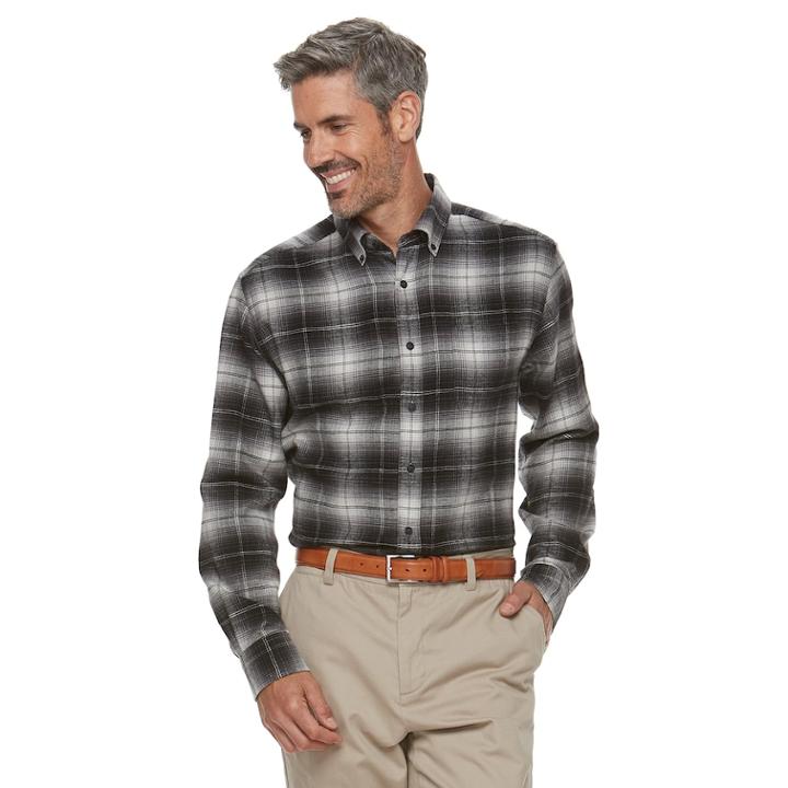 Men's Croft & Barrow&reg; Classic-fit Patterned Flannel Button-down Shirt, Size: Medium, Oxford