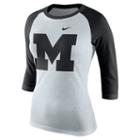 Women's Nike Michigan Wolverines Oatmeal Raglan Tee, Size: Medium, Natural