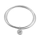 Silver-plated Initial Charm Bangle Bracelet, Women's, Size: 7, Grey