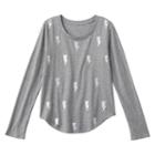 Girls 7-16 & Plus Size So&reg; Perfectly Soft Long Sleeve Graphic Tee, Girl's, Size: 7-8, Med Grey