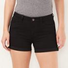 Women's Lc Lauren Conrad Cuffed Jean Shorts, Size: 10, Black