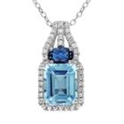 Sky Blue Topaz, London Blue Topaz And Lab-created White Sapphire Pendant, Women's, Size: 18