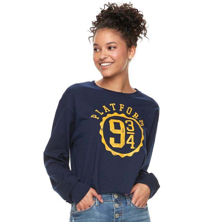 Juniors' Harry Potter Platform 9 3/4 Graphic Tee, Teens, Size: Medium, Blue (navy)