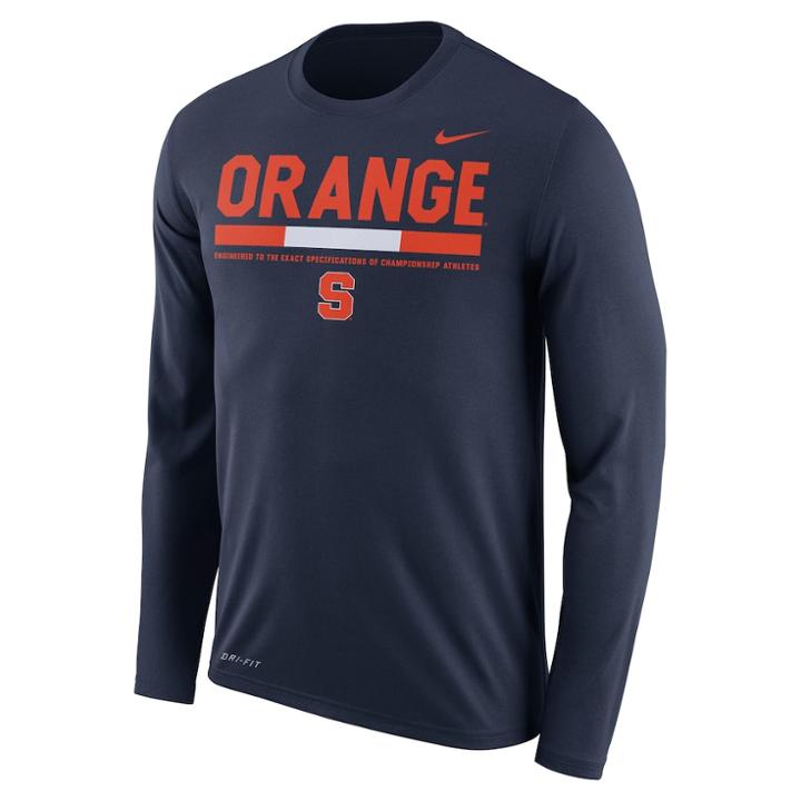 Men's Nike Syracuse Orange Dri-fit Legend Staff Long-sleeve Tee, Size: Xl, Blue (navy)
