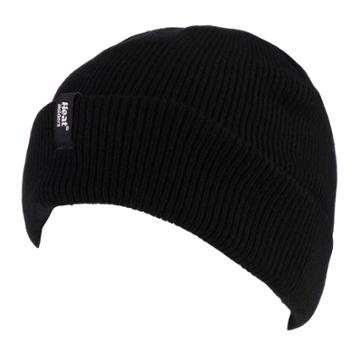 Men's Heat Holders Ribbed Knit Cuffed Beanie, Black