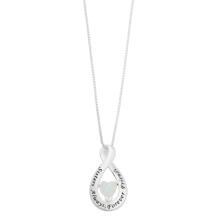 Timeless Synthetic Opal Sisters Always Pendant Necklace, Women's, White