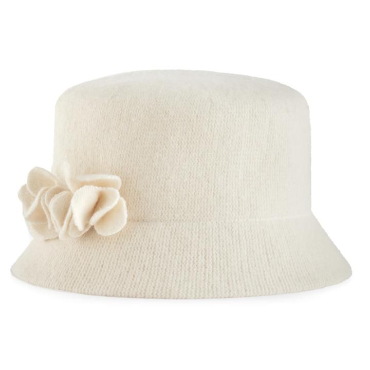 Women's Apt. 9&reg; Floral Wool Knit Microbrim Hat, White Oth
