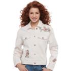 Juniors' Candie's&reg; Floral Embroidered Denim Trucker Jacket, Teens, Size: Small, Light Pink